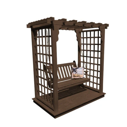 Lexington Arbor with Deck & Swing - Walnut Stain