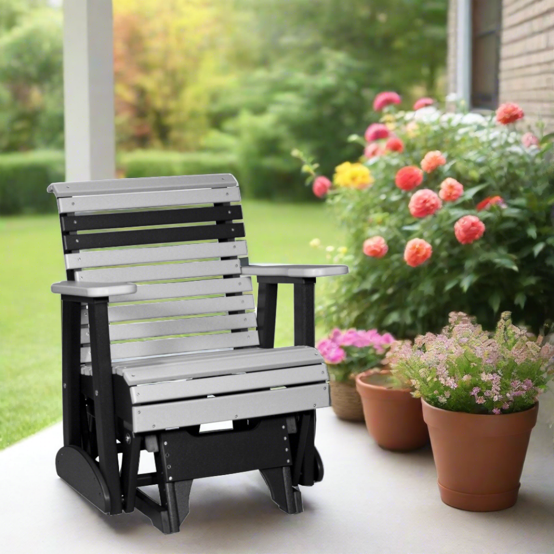 LuxCraft 2 Foot Plain Glider - Dove Gray + Black