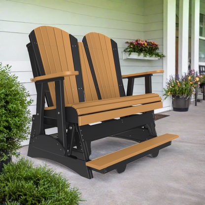 LuxCraft 4 Foot Adirondack Balcony Glider - Cedar + Black