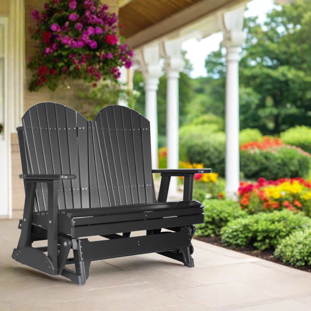 LuxCraft 4 Foot Adirondack Glider - Easy Breezy Porch Swings - Black