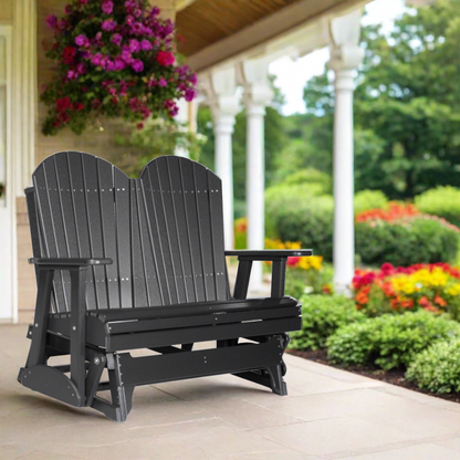 LuxCraft 4 Foot Adirondack Glider - Easy Breezy Porch Swings - Black