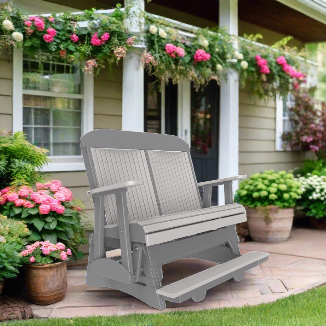 LuxCraft 4 Foot Classic Balcony Glider - Dove Gray + Slate