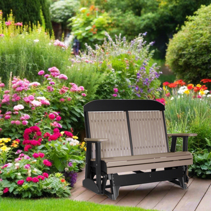 LuxCraft 4 Foot Classic Glider - Weatherwood /Black