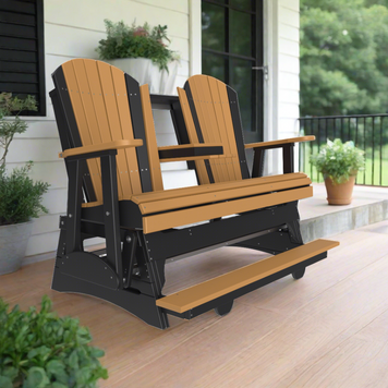 LuxCraft 5 Foot Adirondack Balcony Glider - Cedar + Black