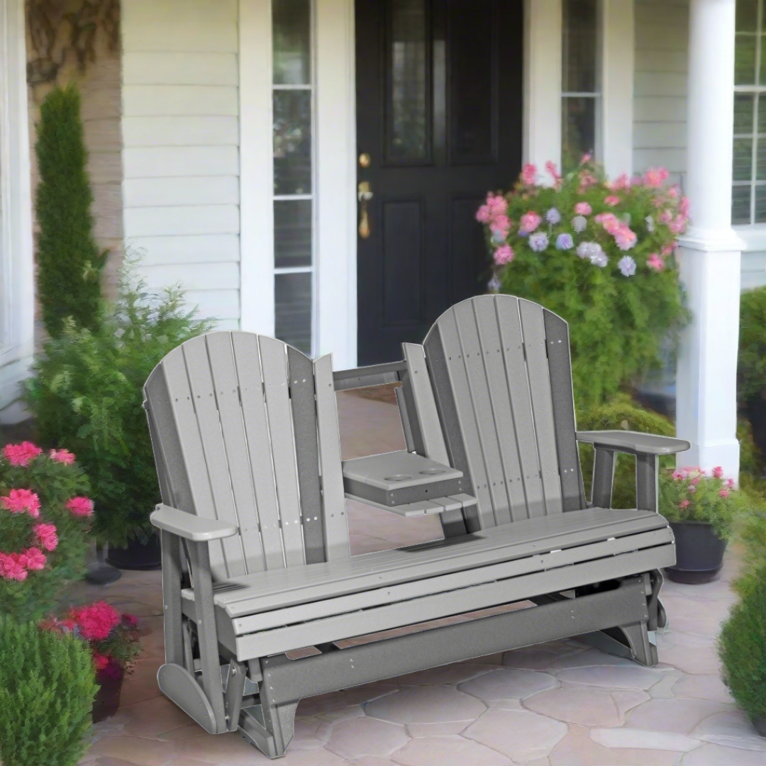 LuxCraft 5 Foot Adirondack Glider - Dove Gray / Slate