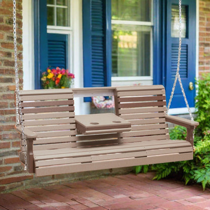 LuxCraft 5 Foot Plain Swing -Weatherwood / Chestnut Brown