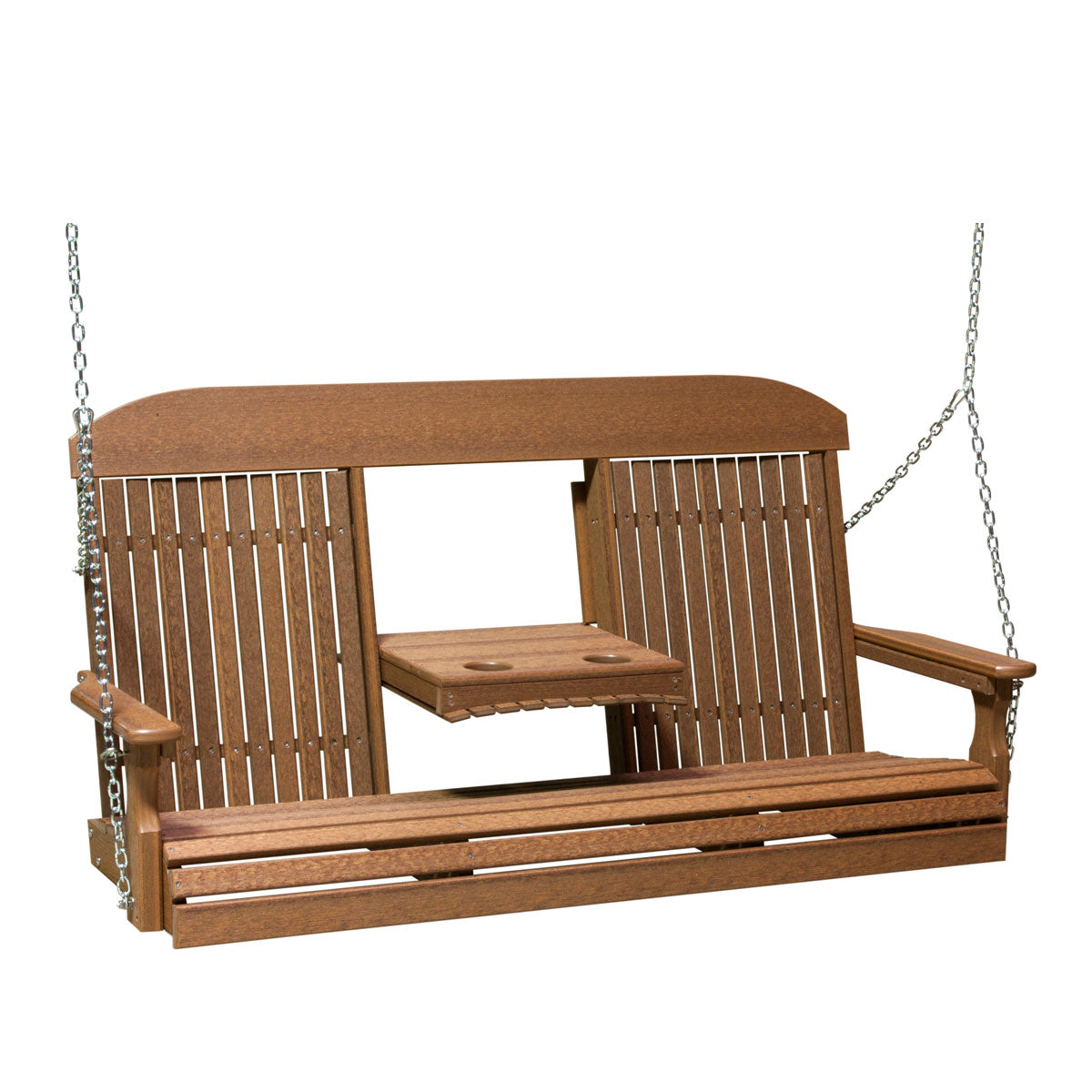 LuxCraft Classic Highback Console 5 Foot Poly Porch Swing - Antique Mahogany