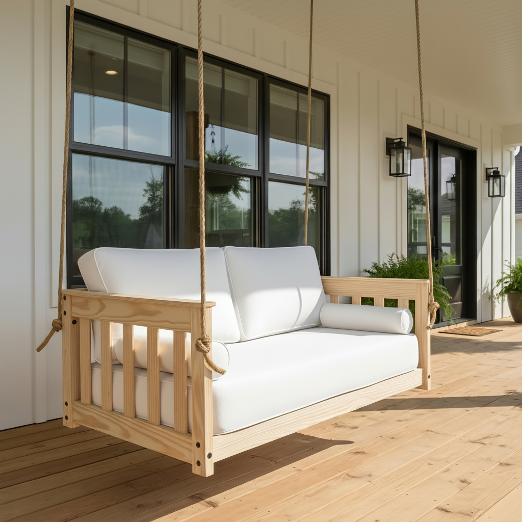 Miley Hanging Loveseat Swing by PorchCraft (2 and 3 Person) - Easy Breezy Porch Swings