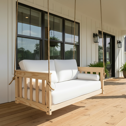 Miley Hanging Loveseat Swing by PorchCraft (2 and 3 Person) - Easy Breezy Porch Swings