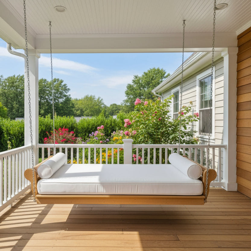 Newberry Poly Swing Bed (cushions included) - Easy Breezy Porch Swings