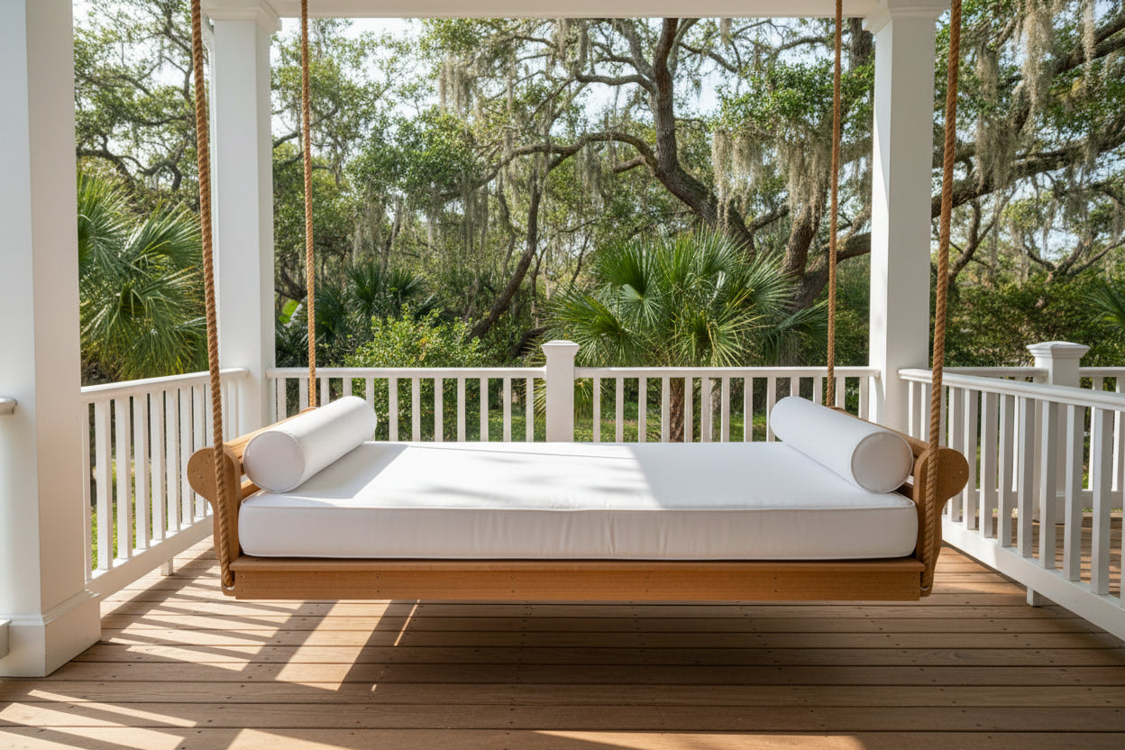 Newberry Poly Swing Bed (cushions included) - Easy Breezy Porch Swings