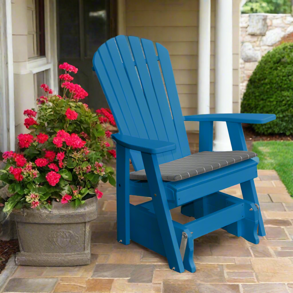 Poly Adirondack Gliding Chair - Blue Cottage Gray Cusion