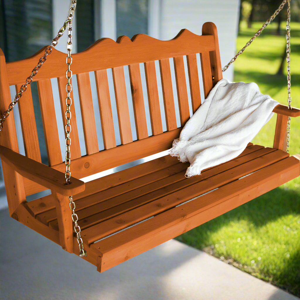 Solid Cedar Porch Swing - Cedar Stain
