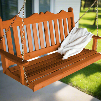 Solid Cedar Porch Swing - Cedar Stain