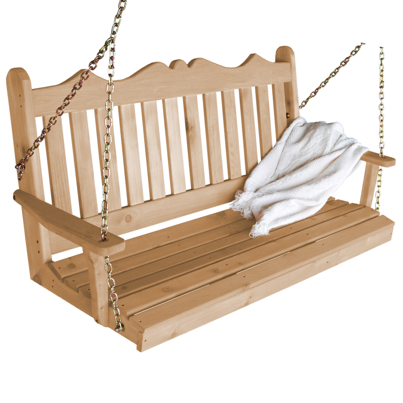 Solid Cedar Porch Swing - Unstained