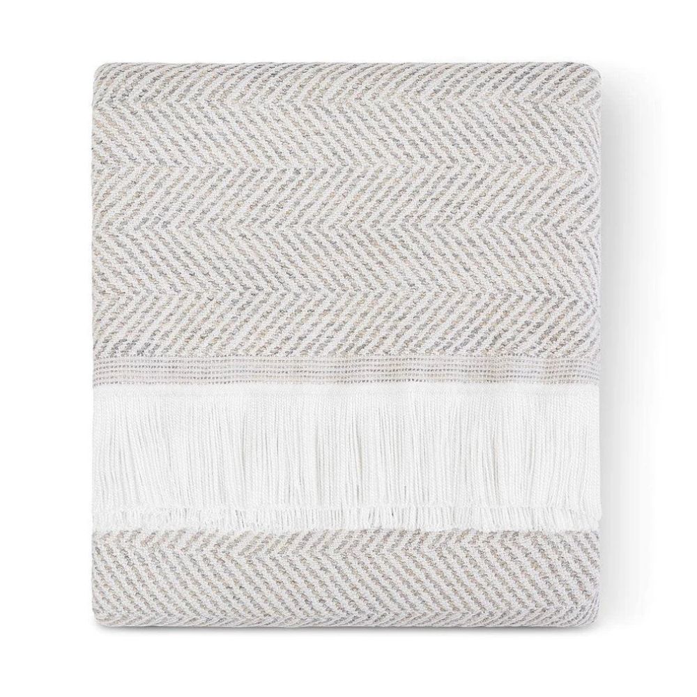 Sunbrella Herringbone Indoor/Outdoor Throw - Cloud