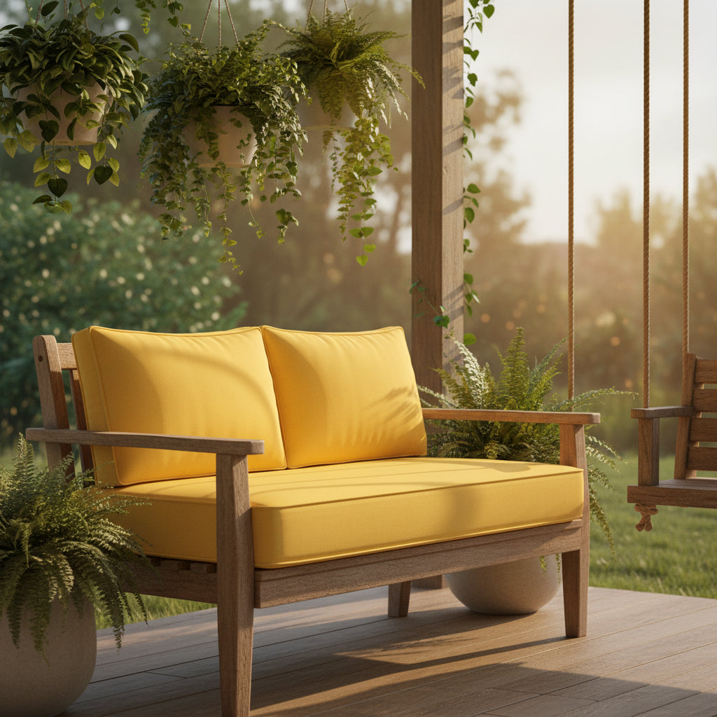 Sunbrella_Loveseat_Cushion_Set_-_Canvas_ButtercupSwing Bed Cushions – Plush Comfort for Your Outdoor Lodge Bed