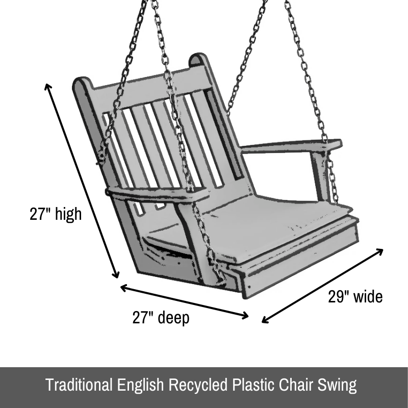 Traditional English Poly Recycled Poly Plastic Chair Swing - Easy Breezy Porch Swings