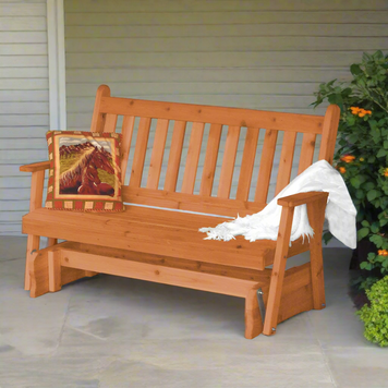 Traditional English Red Cedar Porch Glider - Cedar Stain