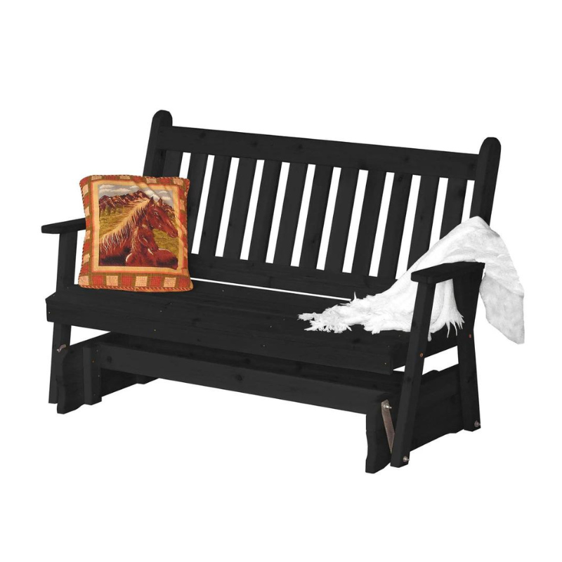 Traditional English Red Cedar Porch Glider - Charcoal 