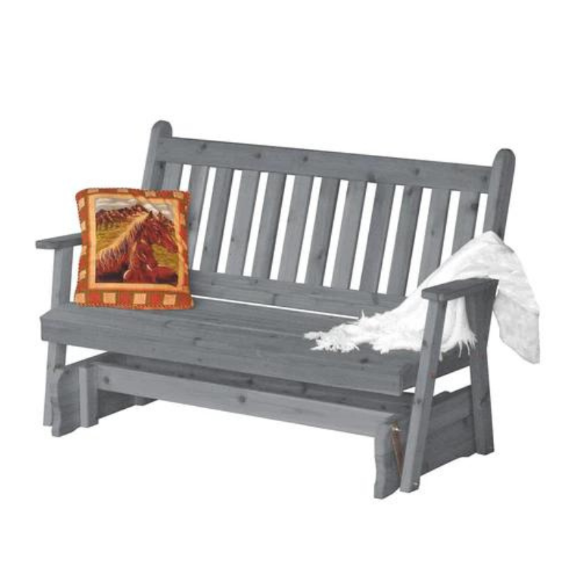 Traditional English Red Cedar Porch Glider - Gray Stain