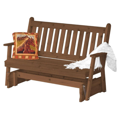 Traditional English Red Cedar Porch Glider - Mushroom Stain
