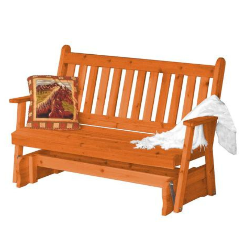 Traditional English Red Cedar Porch Glider - Redwood Stain