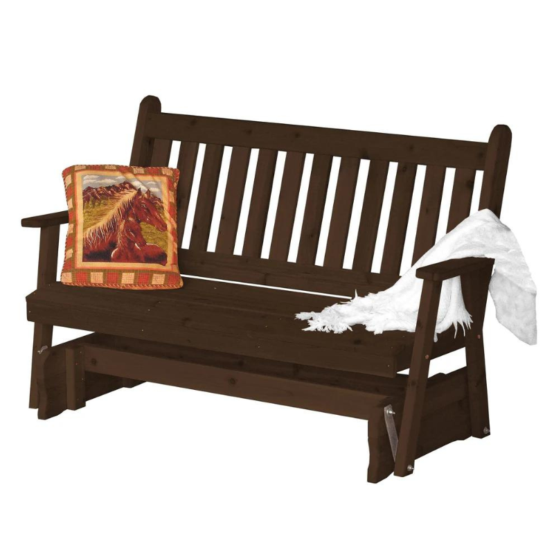 Traditional English Red Cedar Porch Glider - Walnut 