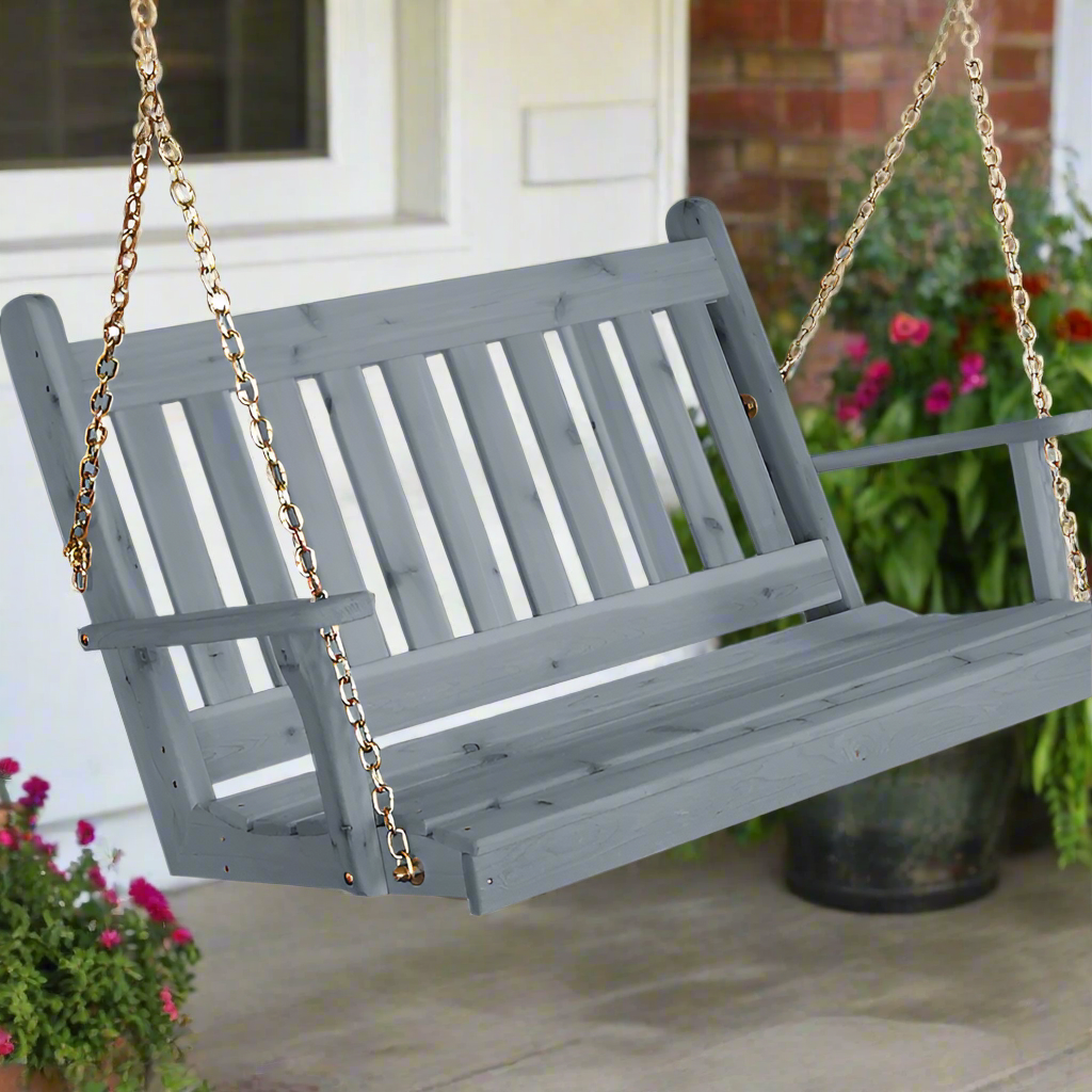 Winslow Porch Swing (Cedar or Pine) - Gray Stain