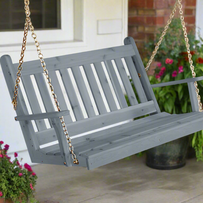 Winslow Porch Swing (Cedar or Pine) - Gray Stain