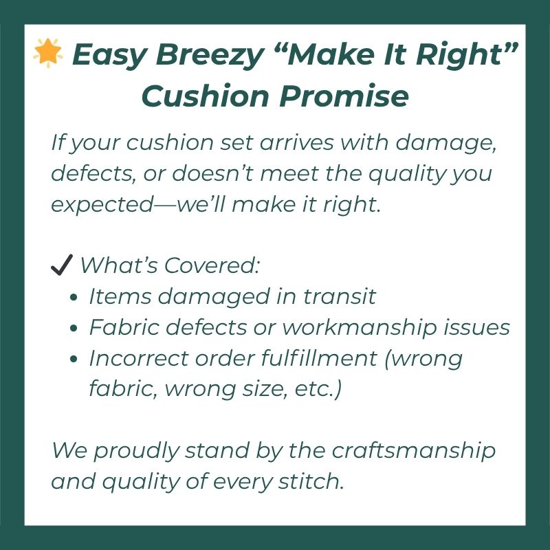 Malvern Swing Bed Cushion Set (Sunbrella) - Easy Breezy Porch Swings