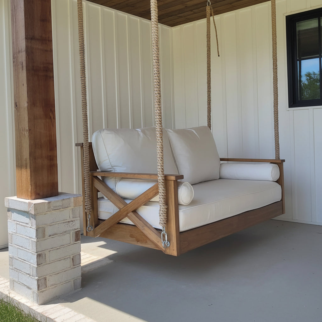 loveseat size teak swing bed