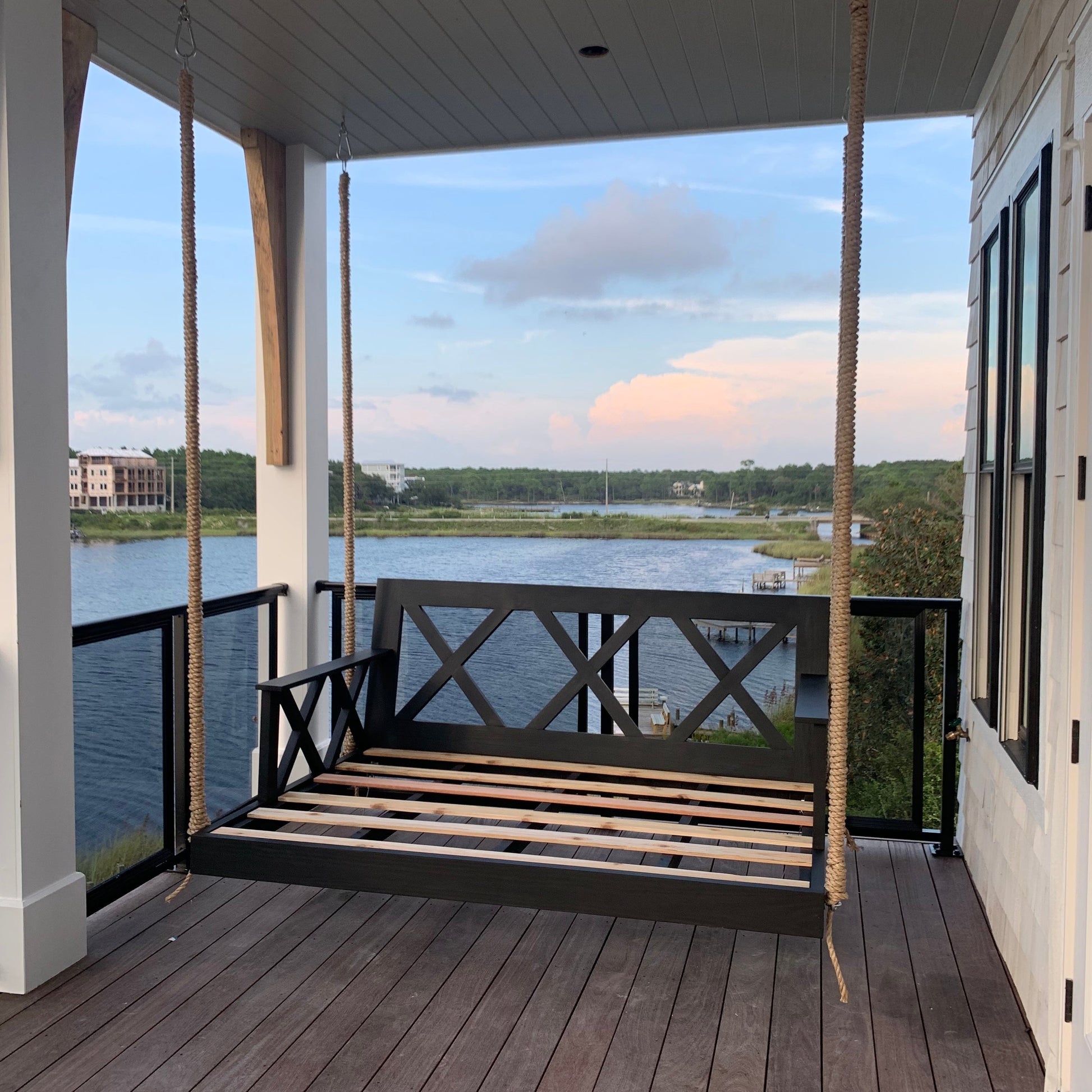 wood outdoor swing bed