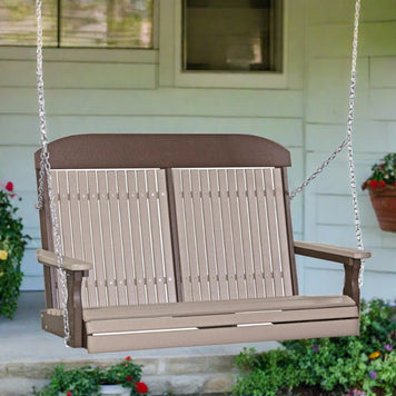 LuxCraft Classic Highback 4 Foot Poly Porch Swing - Easy Breezy Porch Swings