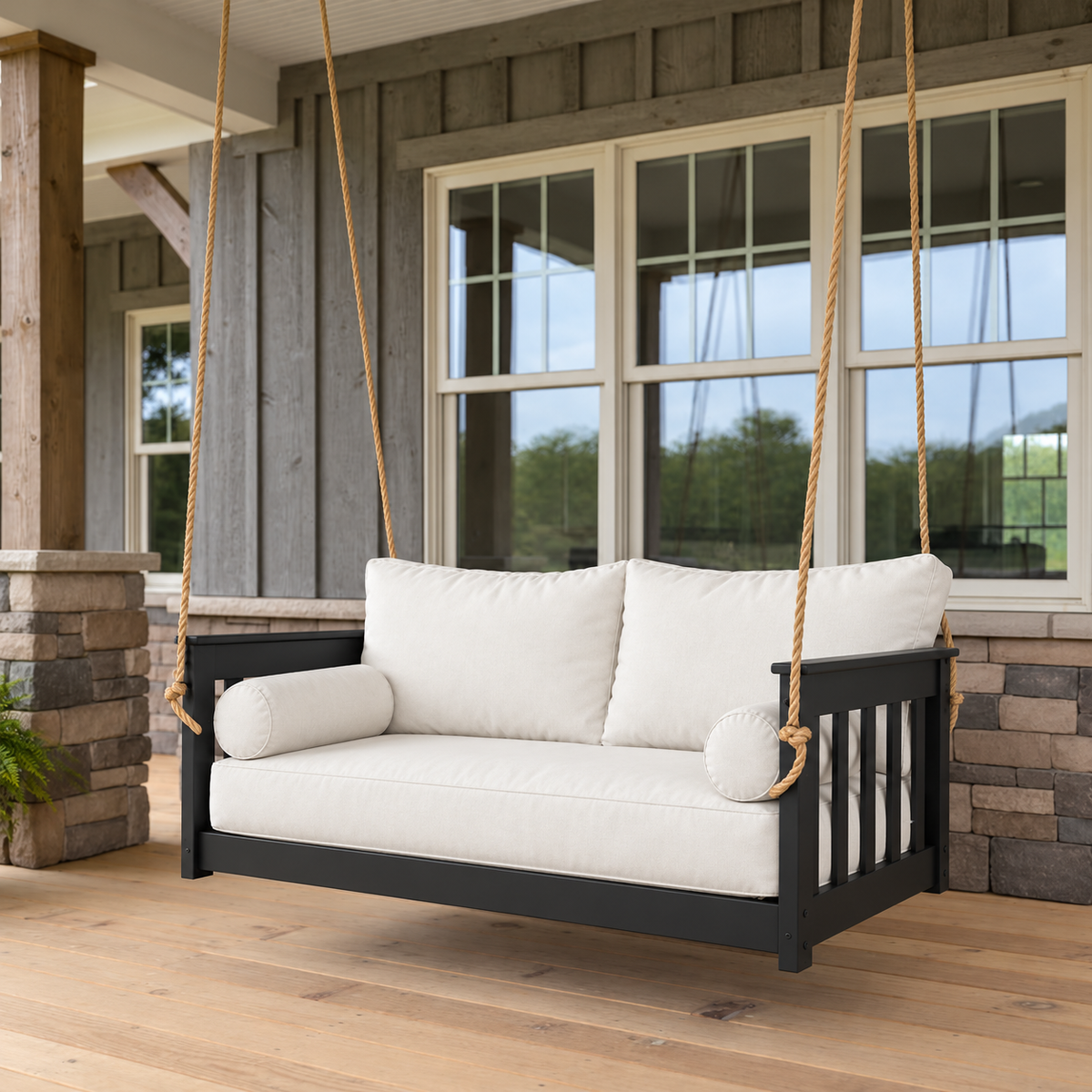 Miley Poly Hanging Loveseat Swing by PorchCraft - Easy Breezy Porch Swings