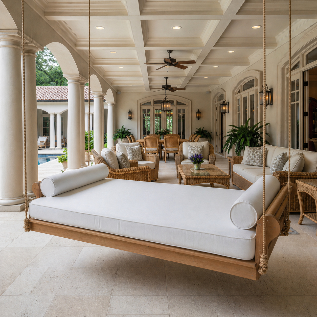 Newberry Poly Swing Bed (cushions included) - Easy Breezy Porch Swings