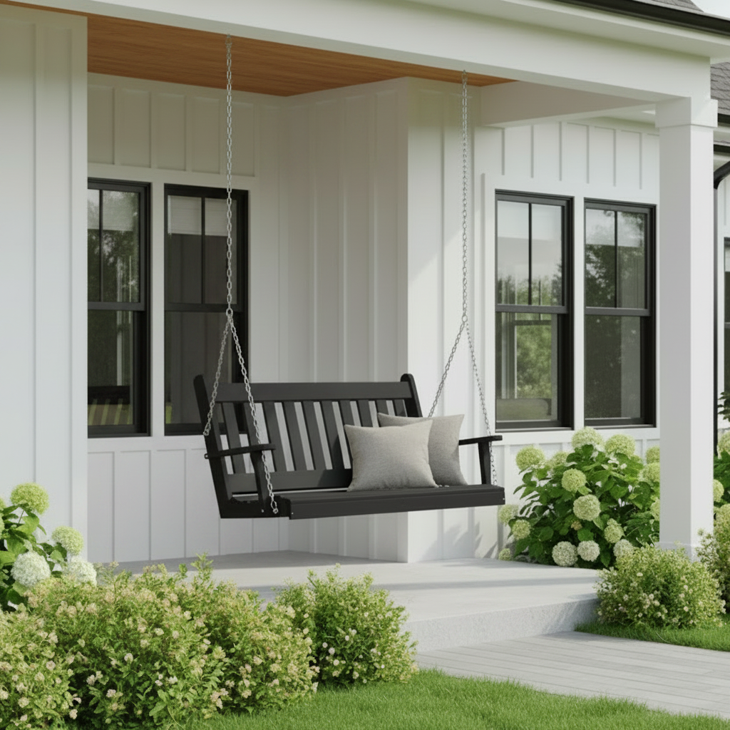 black poly porch swing